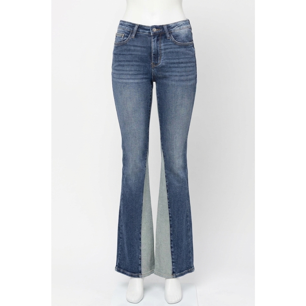 NEW JUDY BLUE women's inseam panel flare jeans in grey